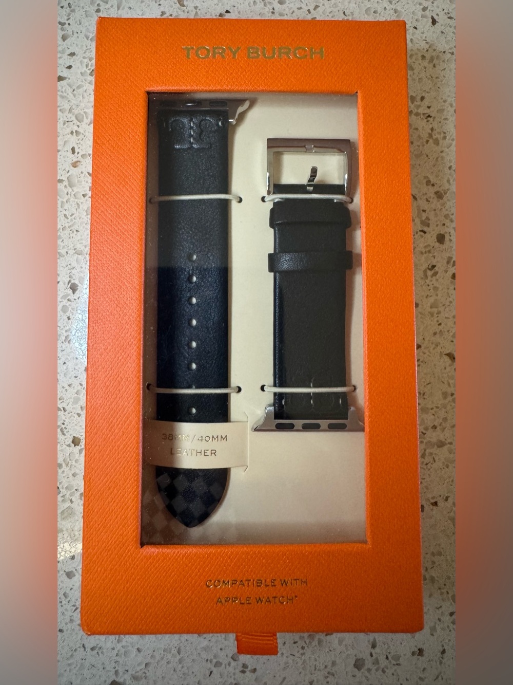Tory Burch Black Leather Apple Watch Band (38/40mm) - NWT